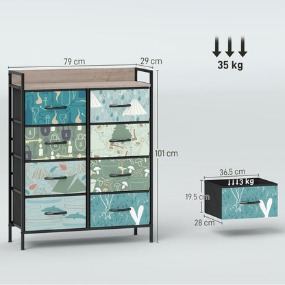 HOMCOM 8-Drawer Chest of Drawers - Blue