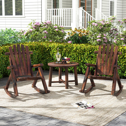 Outdoor Adirondack Rocking Chair Solid Wood with High Back-2 Pack