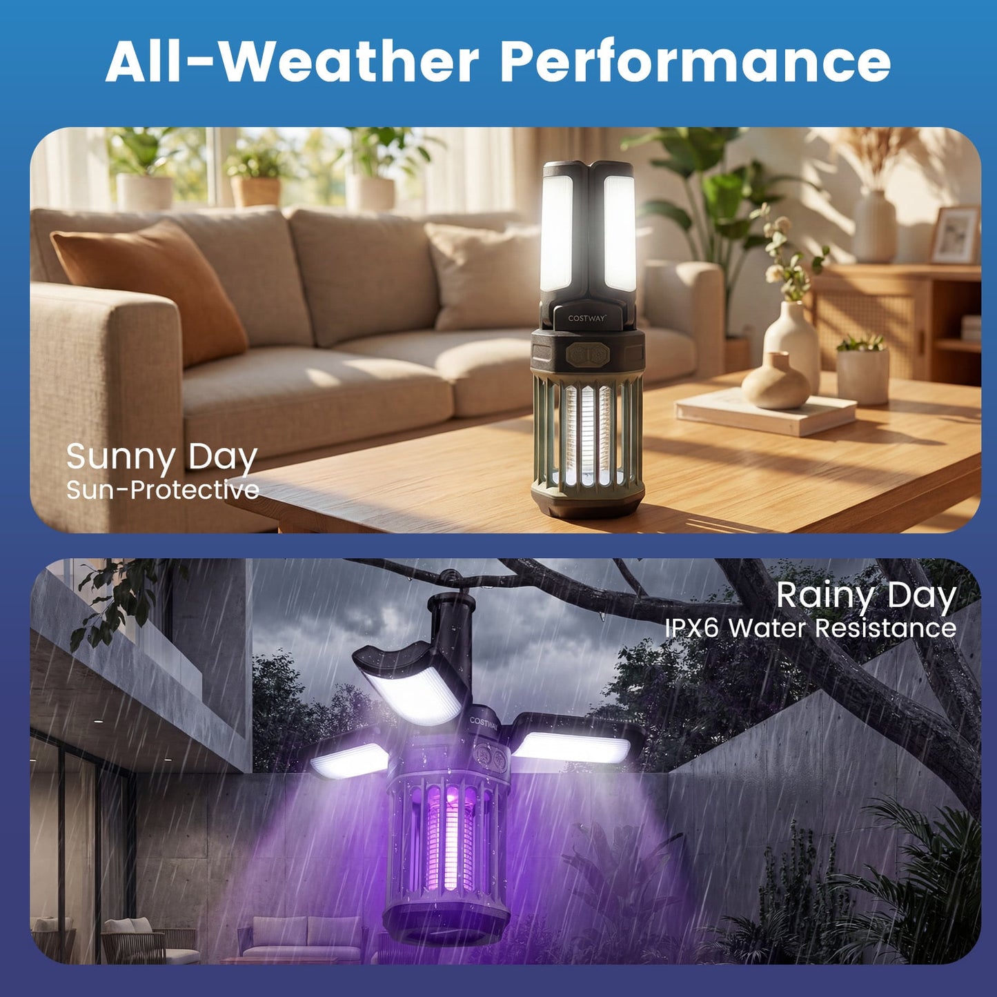 Outdoor Bug Zapper with Foldable Lantern USB-C Rechargeable for Camping