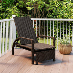 Outdoor Chaise Lounge Chair Patio Wicker Chaise Lounger with 6-Position Adjustable Backrest