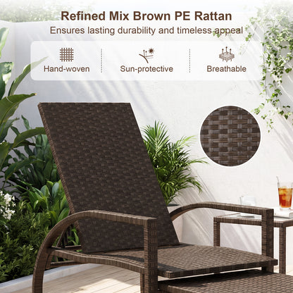 Outdoor Chaise Lounge Chair Patio Wicker Chaise Lounger with 6-Position Adjustable Backrest