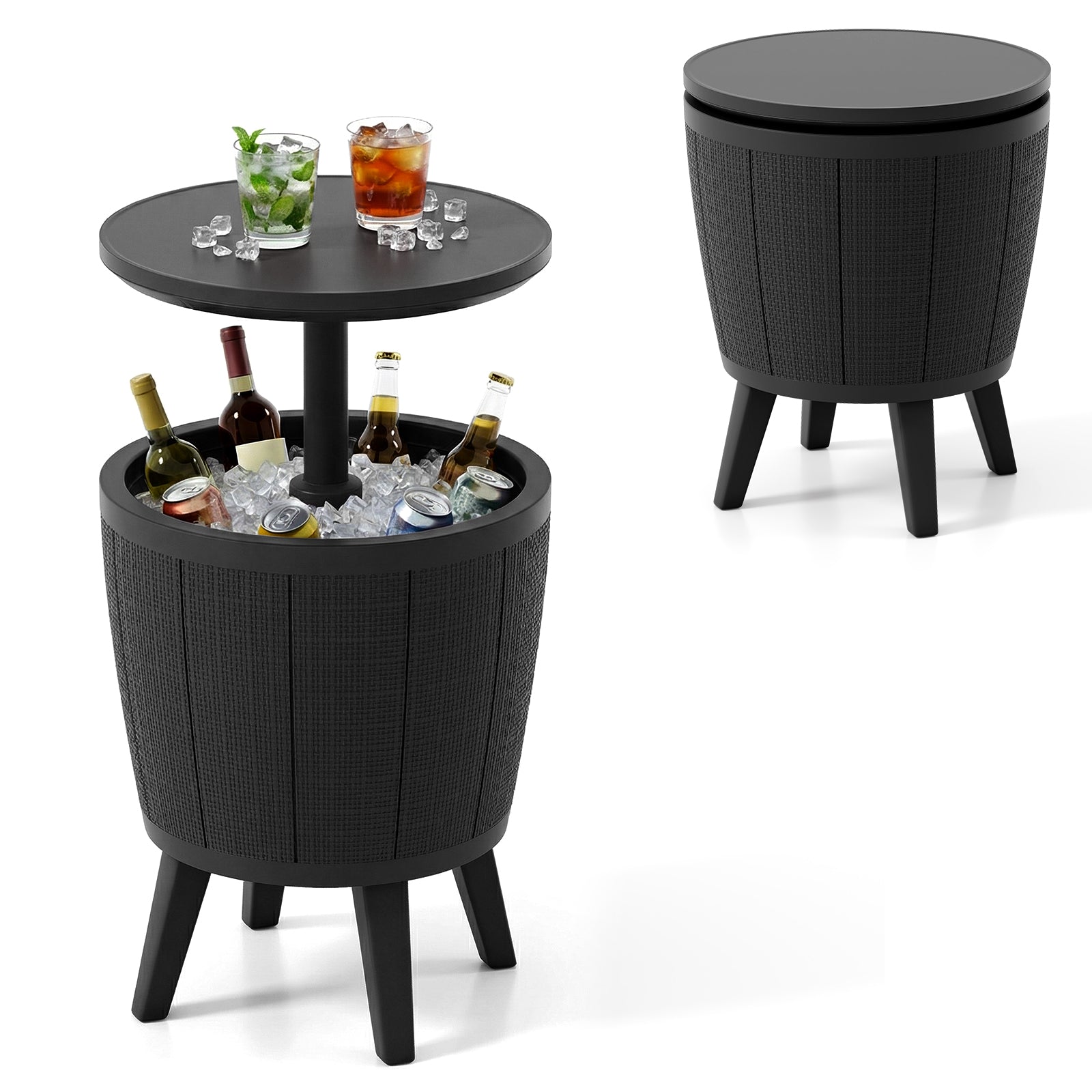 Outdoor Cool Cocktail Bar Table 38L Beer and Wine Cooler with Lift-Top-Black