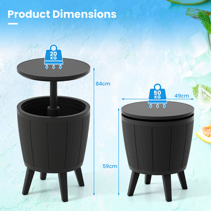 Outdoor Cool Cocktail Bar Table 38L Beer and Wine Cooler with Lift-Top-Black