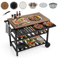 Outdoor Dining Cart with Korean BBQ Grill for Backyard