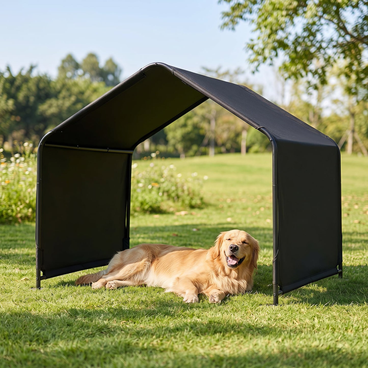 Outdoor Dog Shade Shelter for Large Medium Small Breeds Dog Tent Canopy-Black
