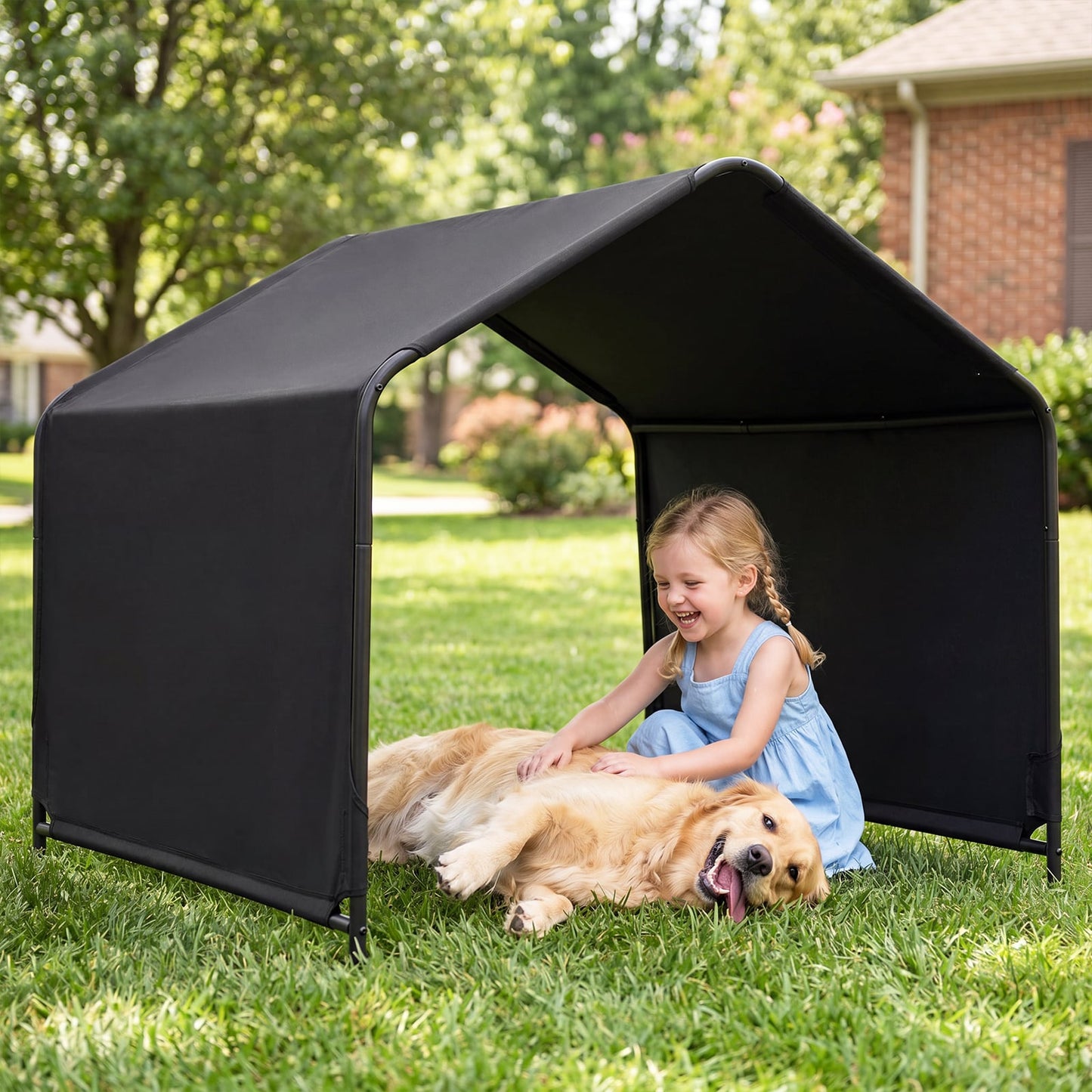 Outdoor Dog Shade Shelter for Large Medium Small Breeds Dog Tent Canopy-Black