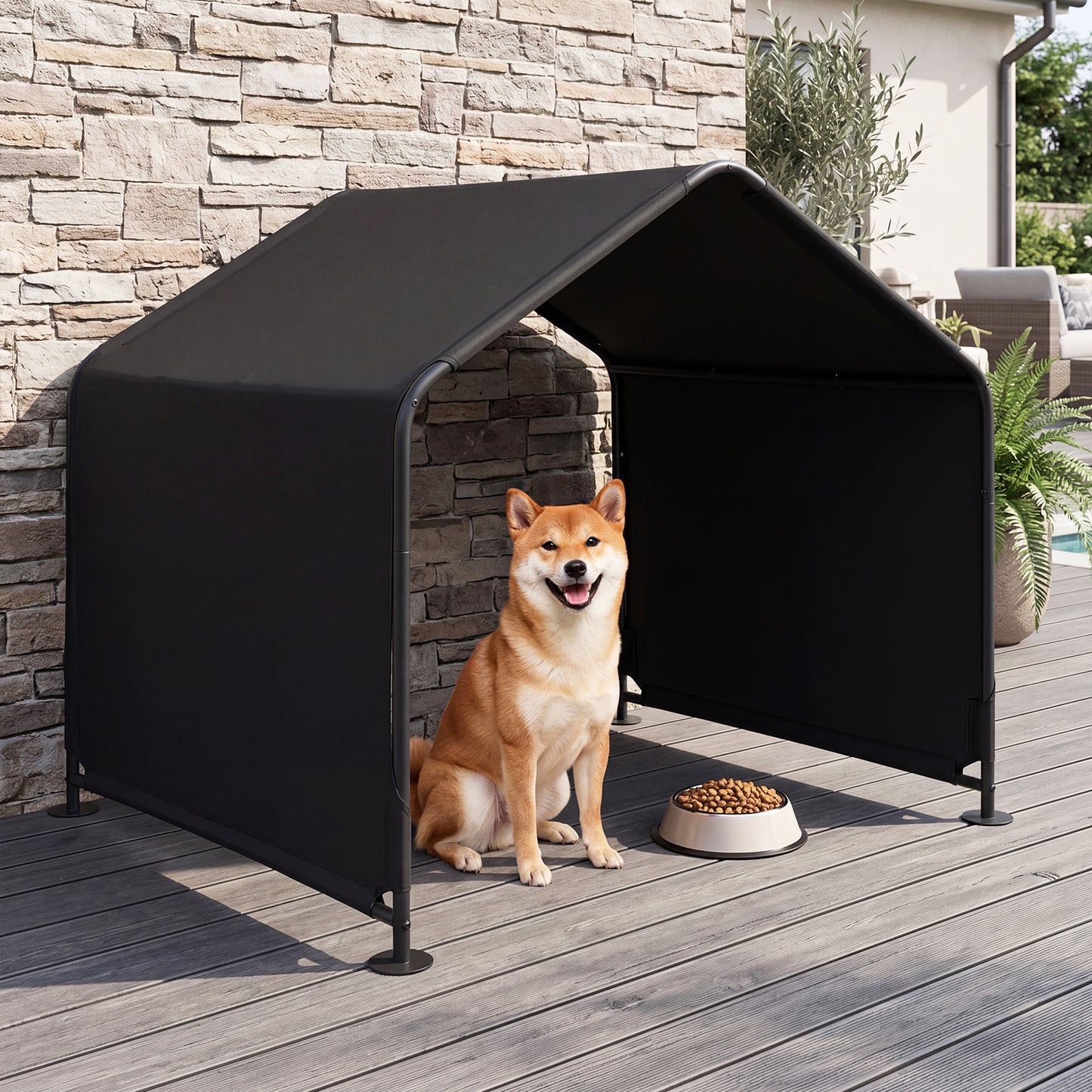 Outdoor Dog Shade Shelter for Large Medium Small Breeds Dog Tent Canopy-Black