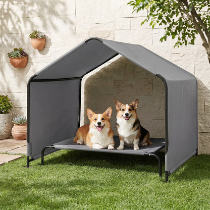 Outdoor Dog Shade Shelter for Large Medium Small Breeds Dog Tent Canopy-Grey