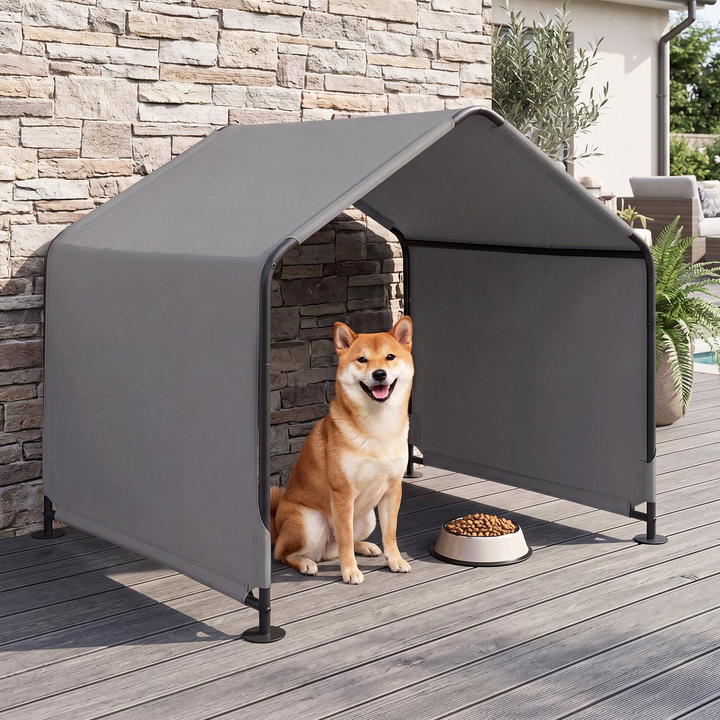 Outdoor Dog Shade Shelter for Large Medium Small Breeds Dog Tent Canopy-Grey