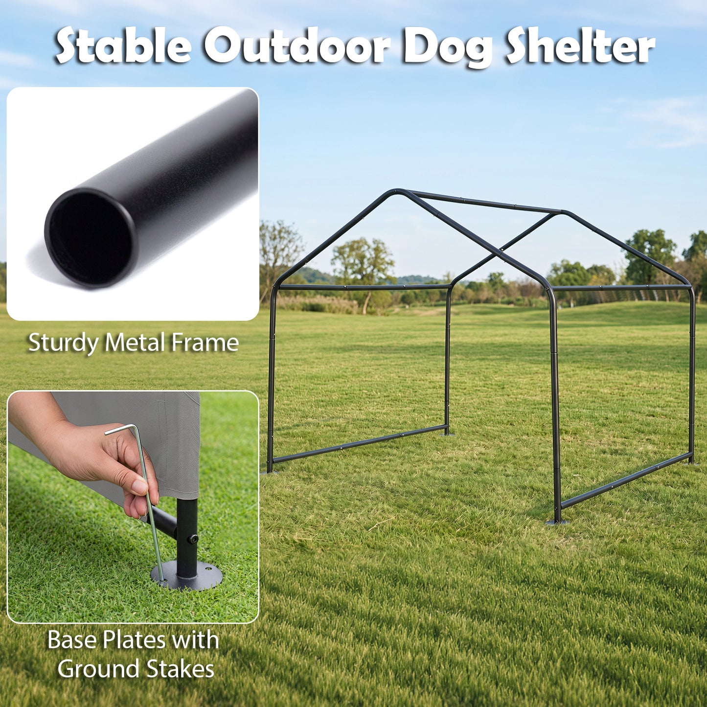 Outdoor Dog Shade Shelter for Large Medium Small Breeds Dog Tent Canopy-Grey