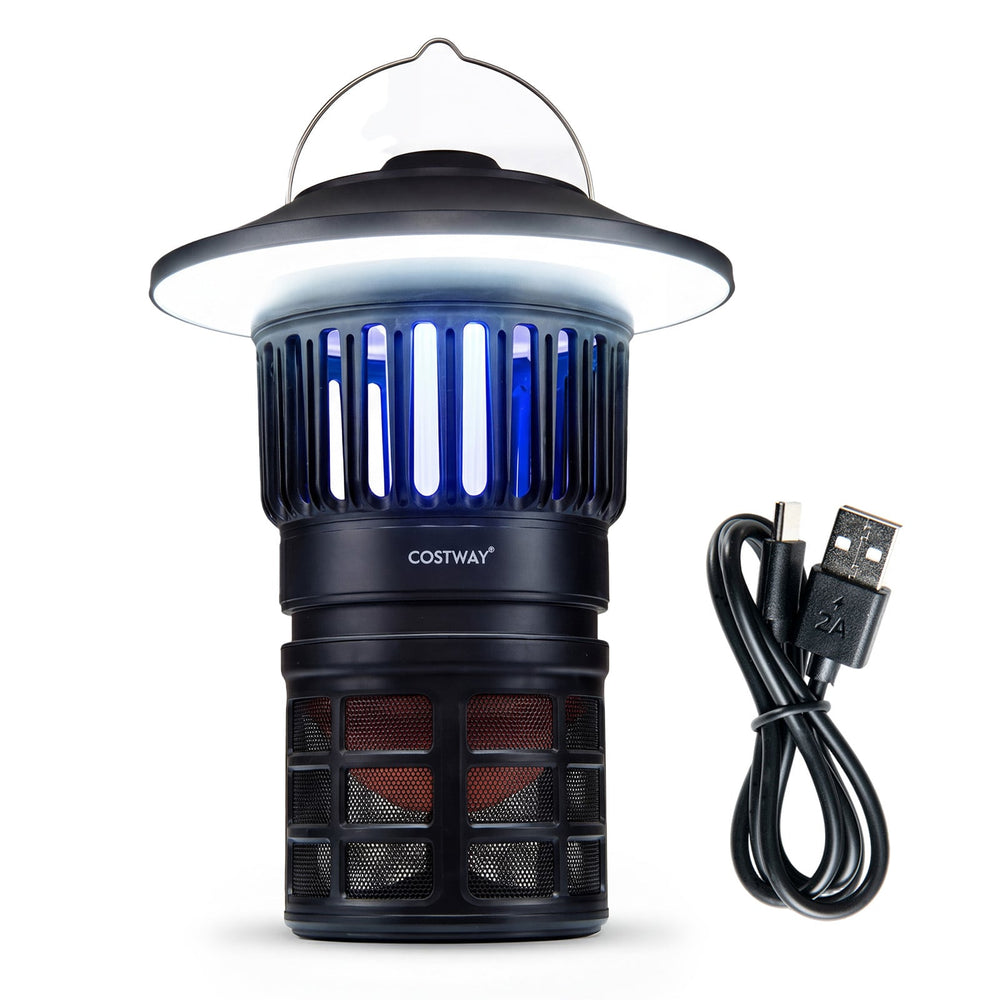 Outdoor Fly Trap with LED Lantern & Candle Lamp and Fan Suction