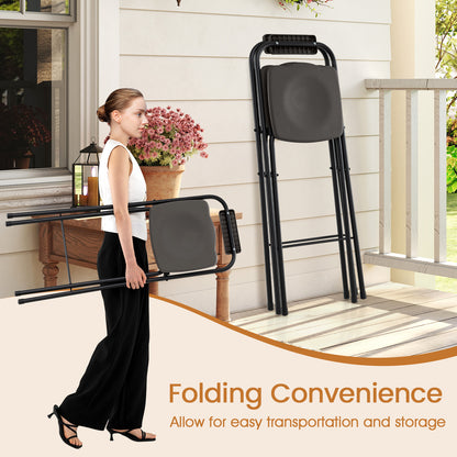 Outdoor Folding Barstools Set of 2 with Backrest and Footrest-Grey