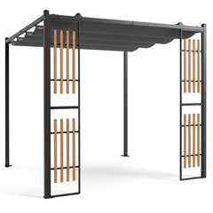 Outdoor Garden Pergola with 2 Slatted Screens for Courtyard-Grey