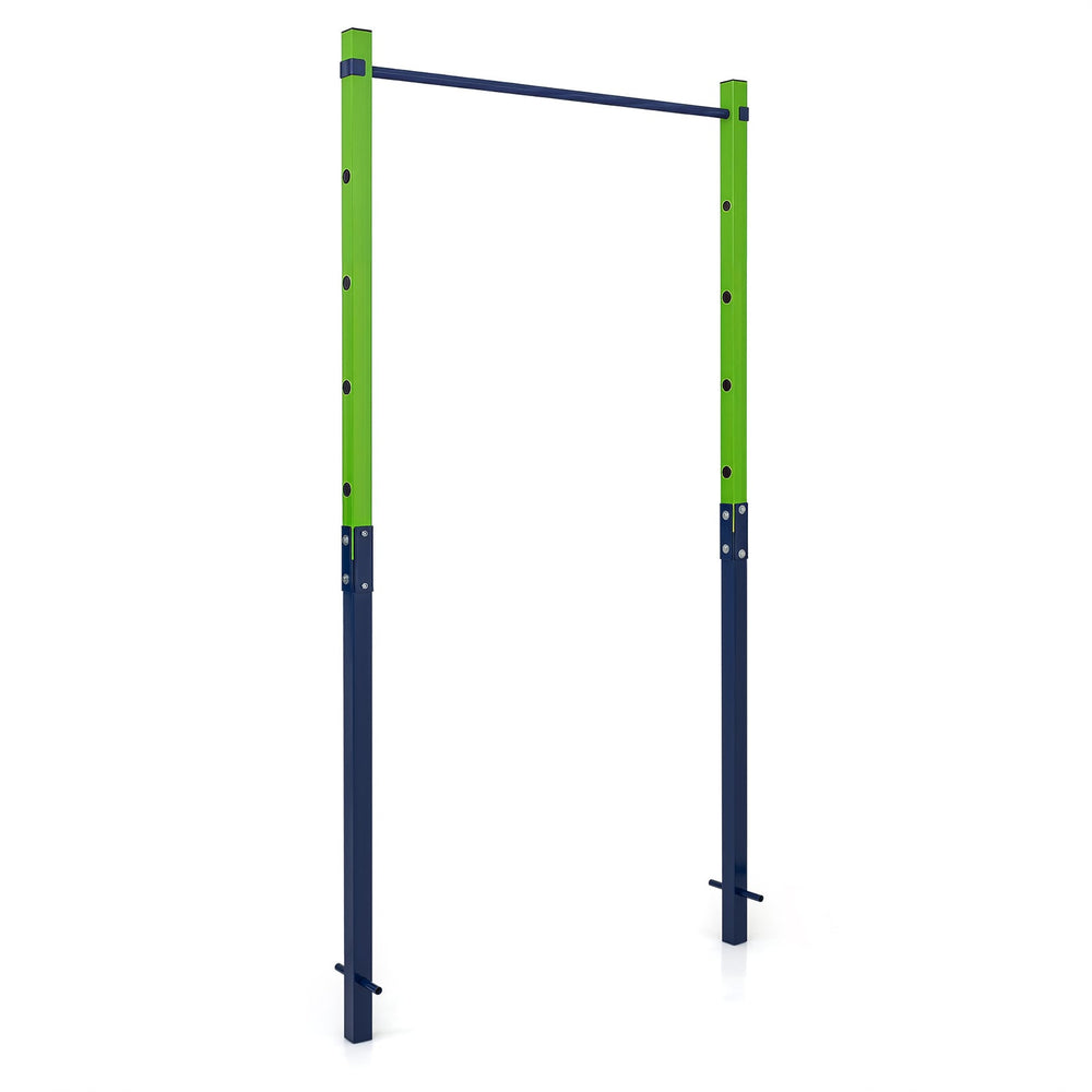 Outdoor In-Ground Pull Up Bar Heavy Duty Metal Pull Up Bar Station with 5 Adjustable Heights-Blue