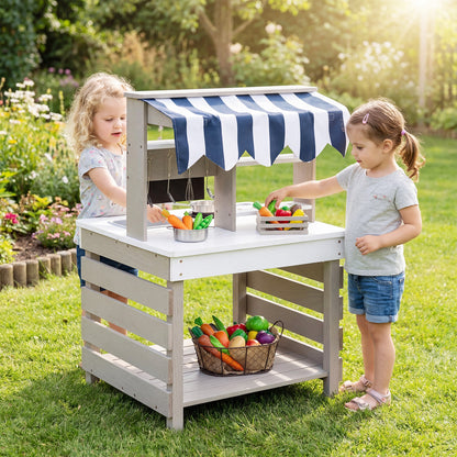 Outdoor Mud Kitchen for Kids with Removable Sink-Grey