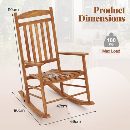 Outdoor Poplar Wood Rocking Chair Set of 2 for Garden-Natural