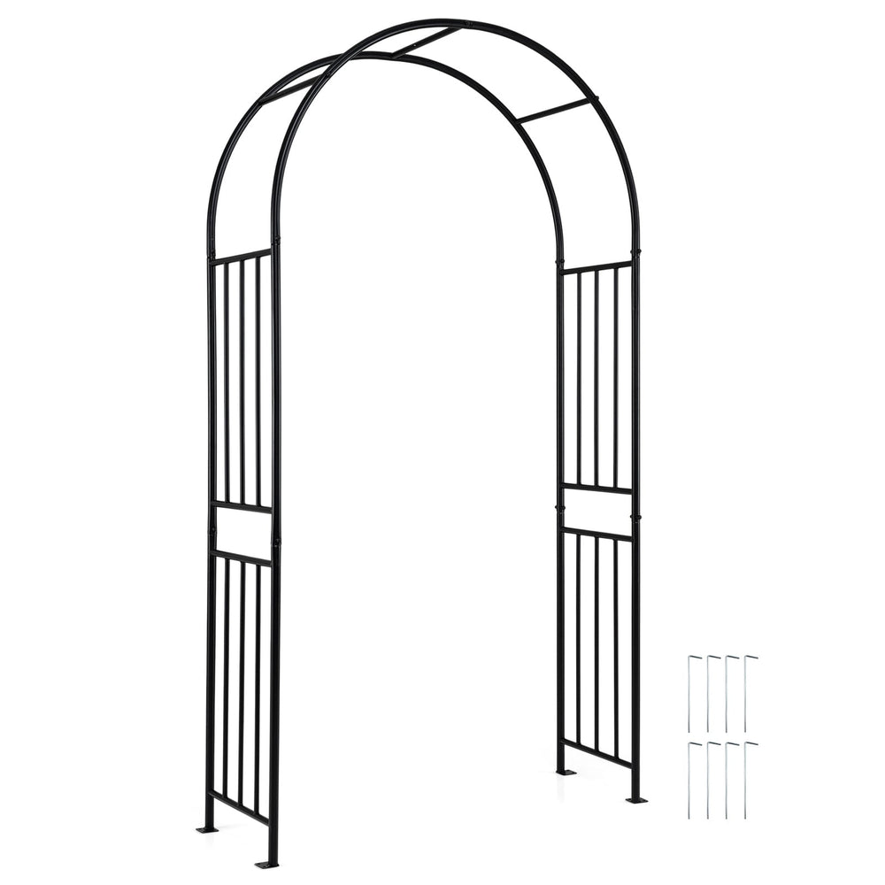 Outdoor Steel Arbor for Wedding Ceremony and Garden Lawn Party-Black