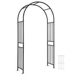 Outdoor Steel Arbor for Wedding Ceremony and Garden Lawn Party-Black