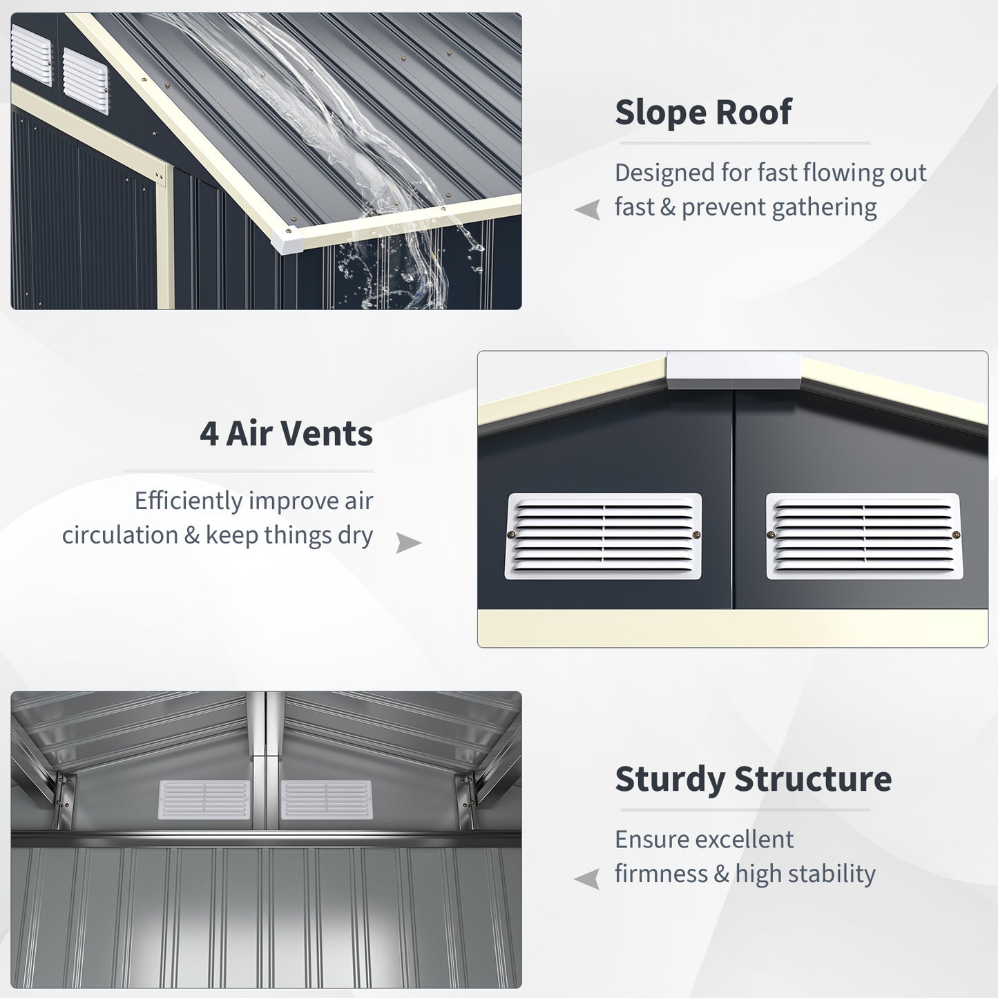 Outdoor Storage Shed 9.1x6.3 FT with Extension Kit & Sliding Door for Garden Backyard-Grey