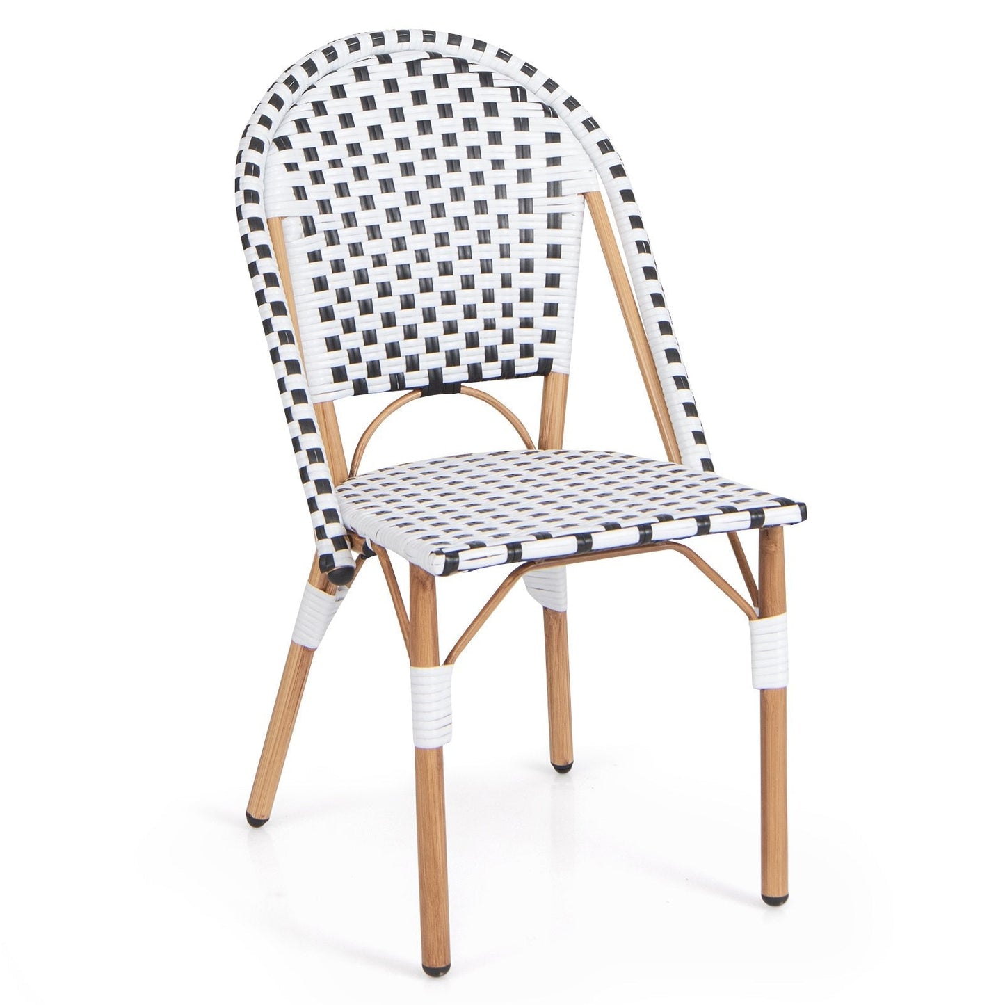 Outdoor Armless French Bistro Chair Set of 2-Black &amp; White