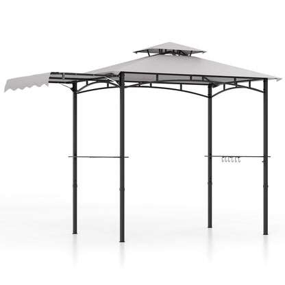 Outdoor Barbecue Canopy Tent Grill Gazebo with Side Awning-Grey