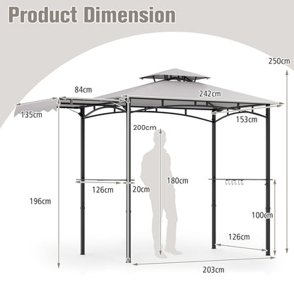 Outdoor Barbecue Canopy Tent Grill Gazebo with Side Awning-Grey