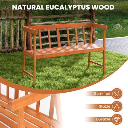2-Person Outdoor Bench with Ergonomic Backrest and Armrests for Yard