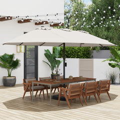 Double Sided Patio Umbrella Outdoor Large Market Umbrella with Base-Beige