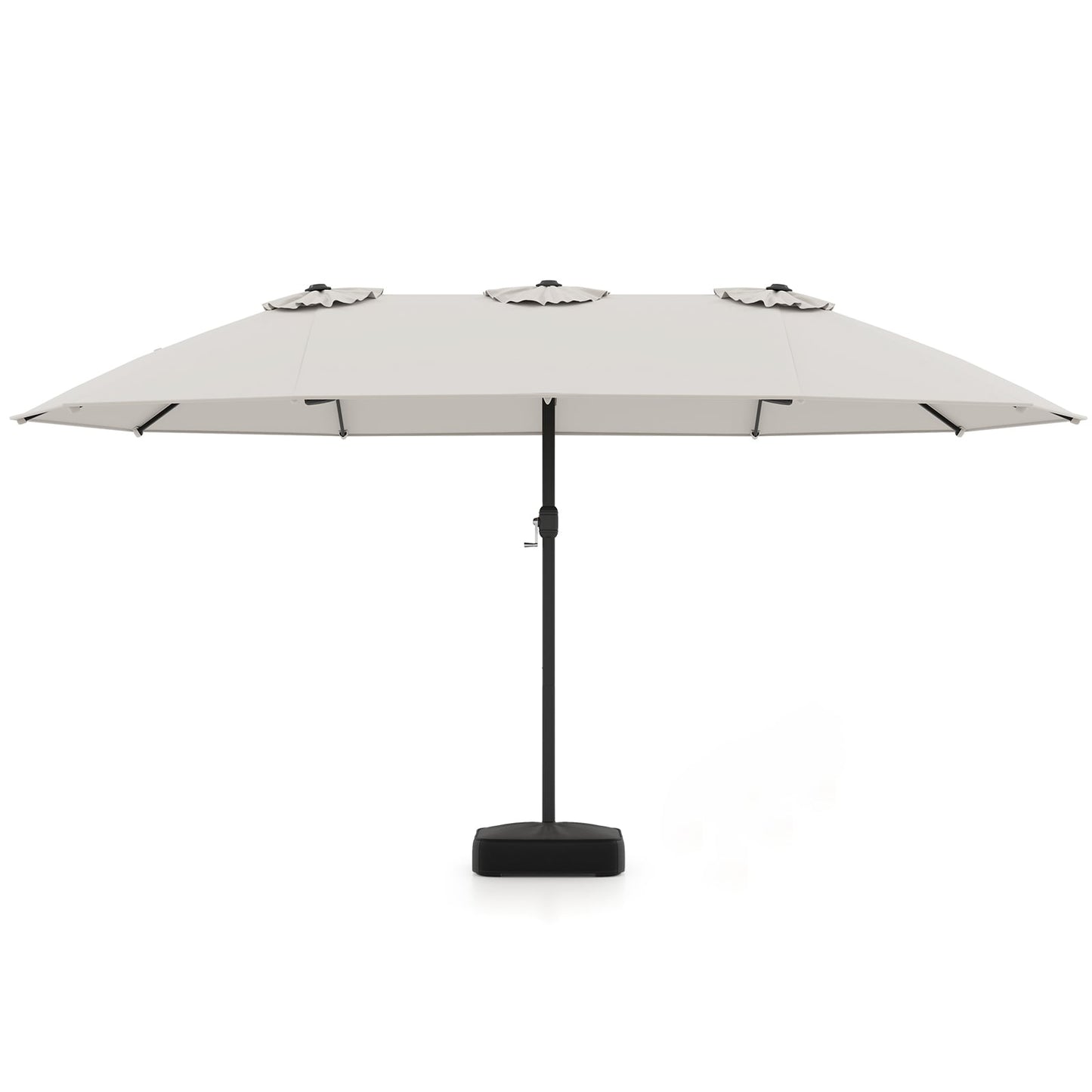 Double Sided Patio Umbrella Outdoor Large Market Umbrella with Base-Beige