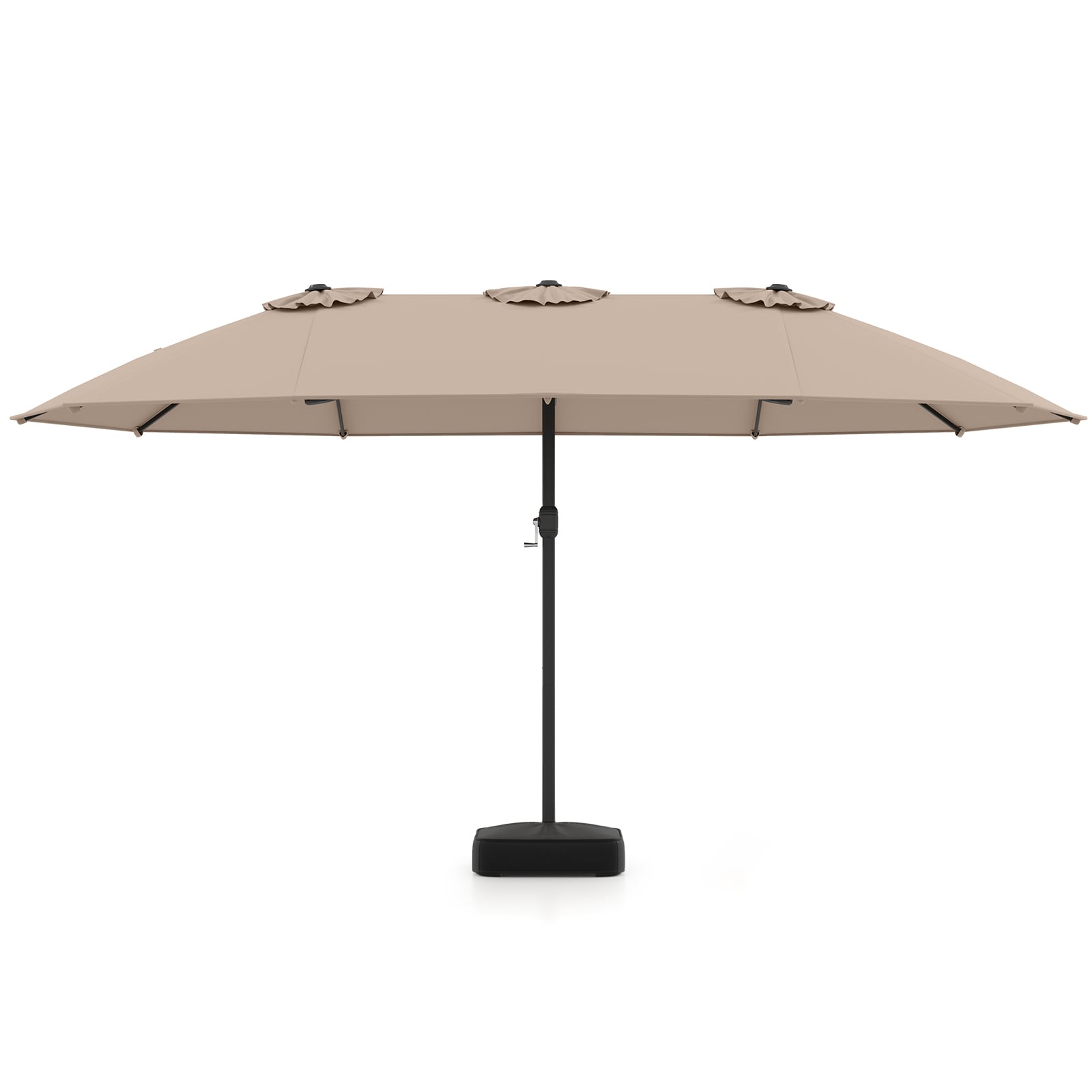 Double Sided Patio Umbrella Outdoor Large Market Umbrella with Base-Brown