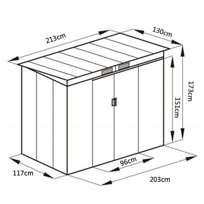 Outdoor Metal Garden Storage Shed with Sloping Roof-Dark Grey