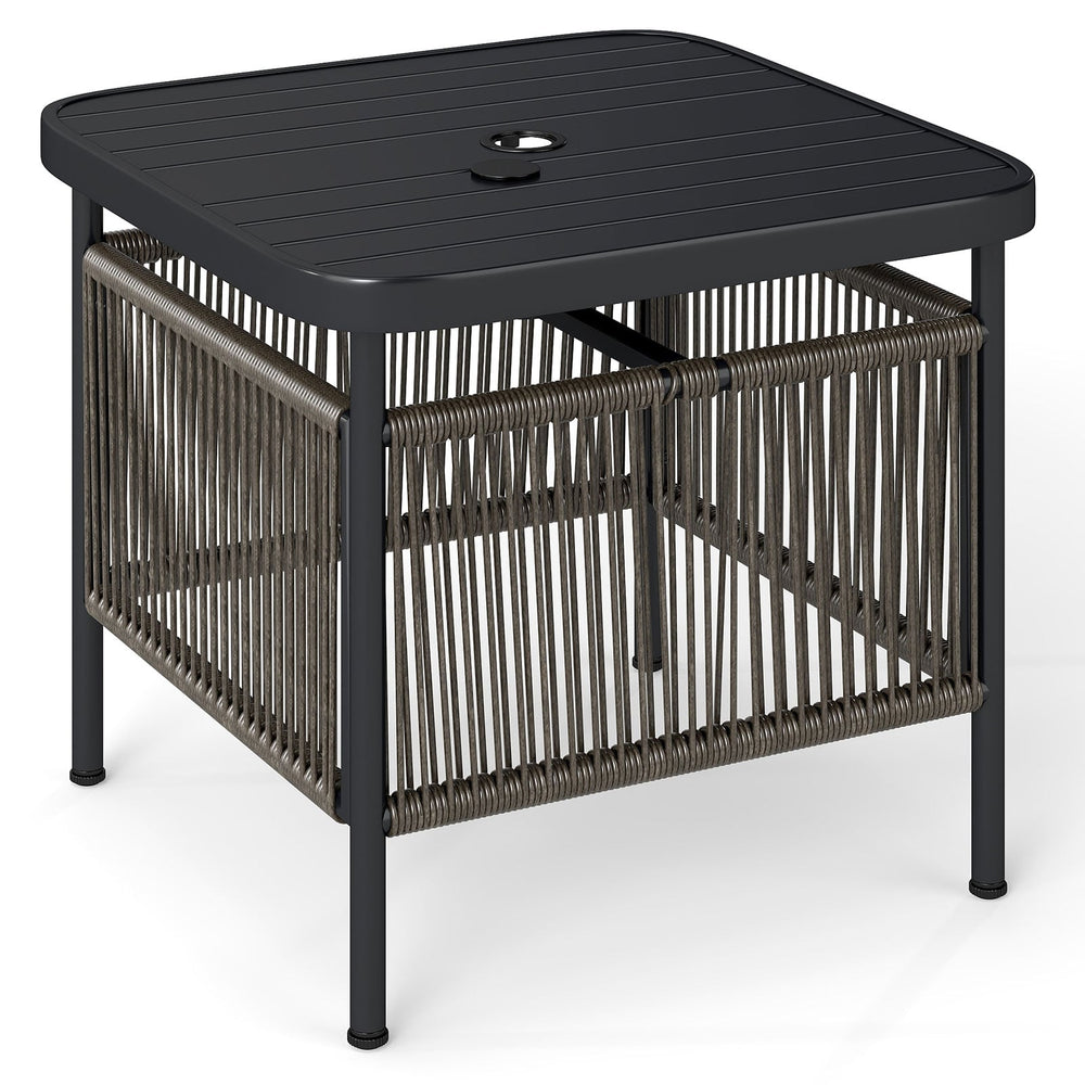Outdoor PE Rattan Side Table with 5CM Umbrella Hole
