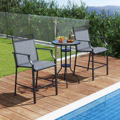 Outdoor Patio Chair Set of 2 with Footrest and High Back and Armrests-Blue