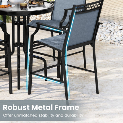 Outdoor Patio Chair Set of 2 with Footrest and High Back and Armrests-Blue