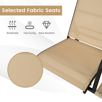 2 Person Outdoor Patio Swing with Adjustable Canopy for Garden Porch Backyard-Beige