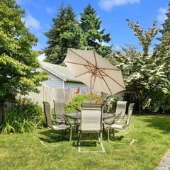 2.7/3m Wooden Patio Parasol Sun Shade Umbrella with 8 Ribs-2.7 m