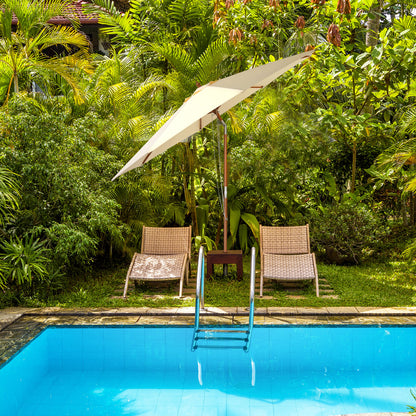 2.7/3m Wooden Patio Parasol Sun Shade Umbrella with 8 Ribs-2.7 m