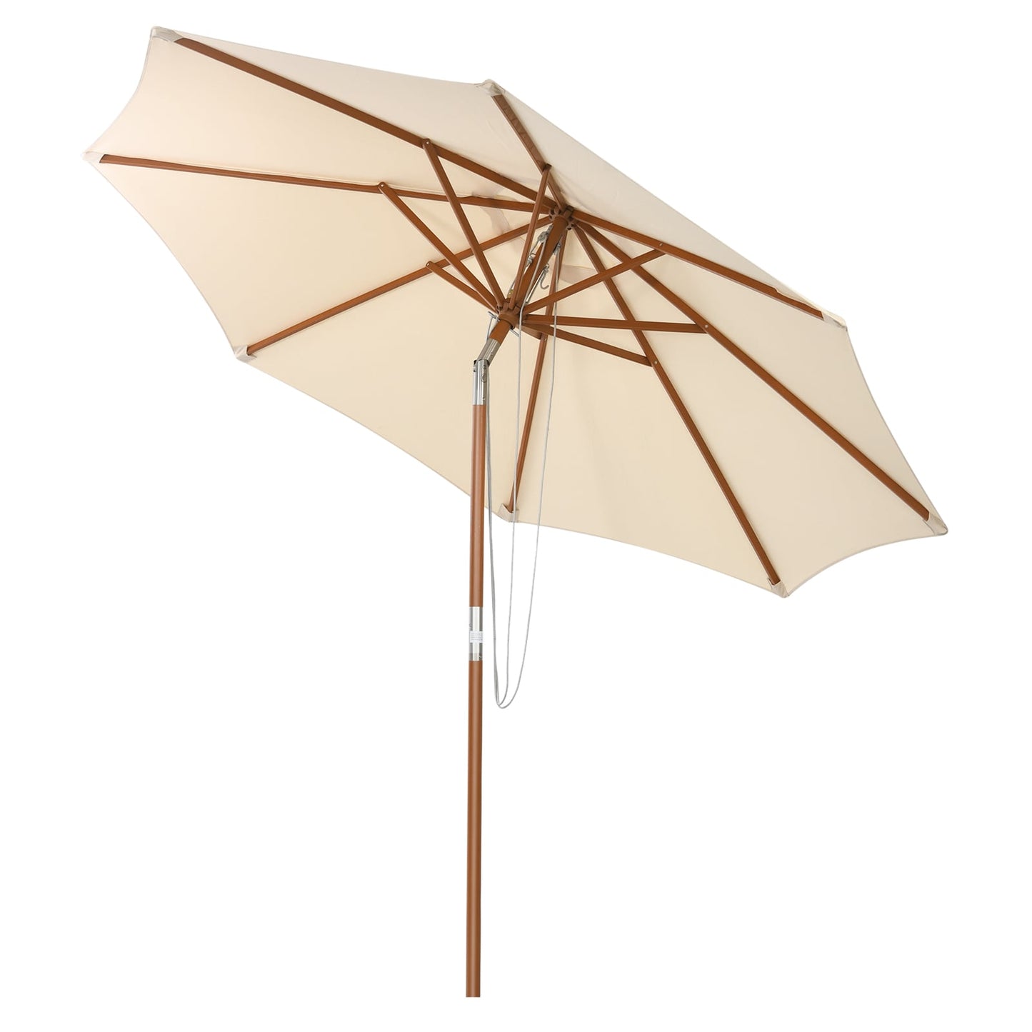 2.7/3m Wooden Patio Parasol Sun Shade Umbrella with 8 Ribs-2.7 m
