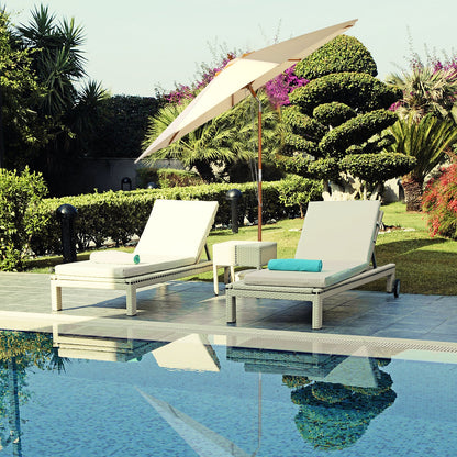 2.7/3m Wooden Patio Parasol Sun Shade Umbrella with 8 Ribs-3 m