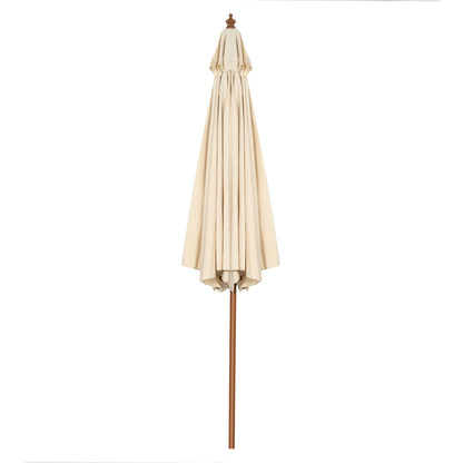 2.7/3m Wooden Patio Parasol Sun Shade Umbrella with 8 Ribs-3 m
