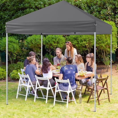 Outdoor Folding Pop-up Canopy with Adjustable Heights and Carrying Bag-Grey