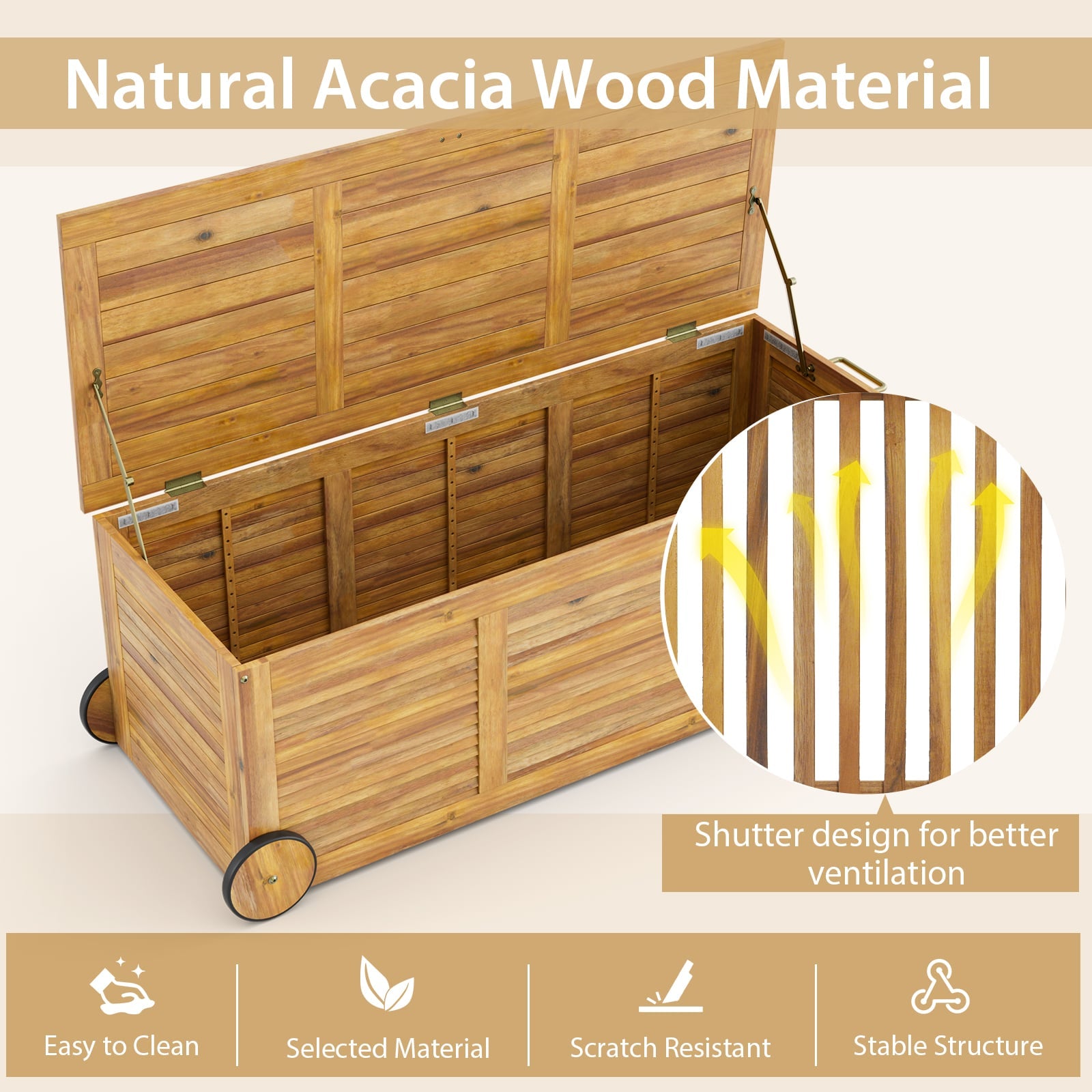 Outdoor Storage Box with 2 Wheels for Patio