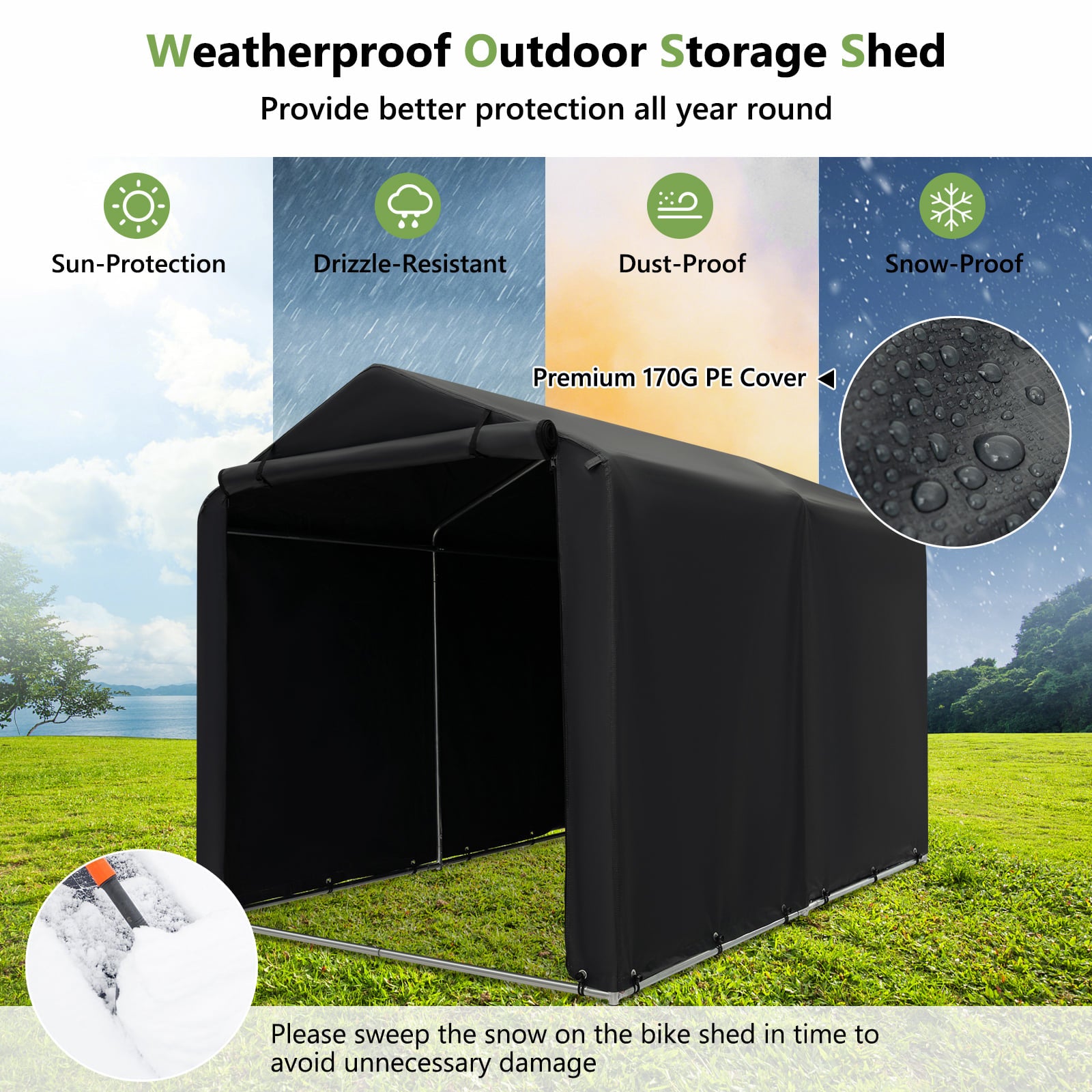 Outdoor Storage Shed Portable Garage Shelter for Bikes-Grey