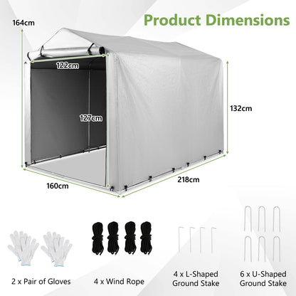 Outdoor Storage Shed Portable Garage Shelter for Bikes-Silver