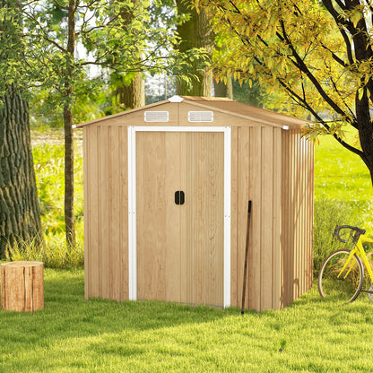 Outdoor Storage Shed with 4 Vents and Lockable Doors-Natural