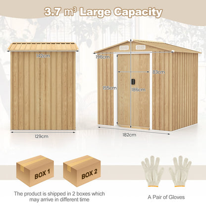 Outdoor Storage Shed with 4 Vents and Lockable Doors-Natural
