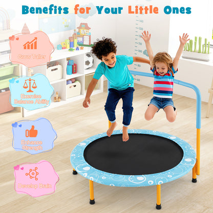 Child's Folding Outdoor Trampoline with Padded Edge Cover and Full Covered Handle-Orange