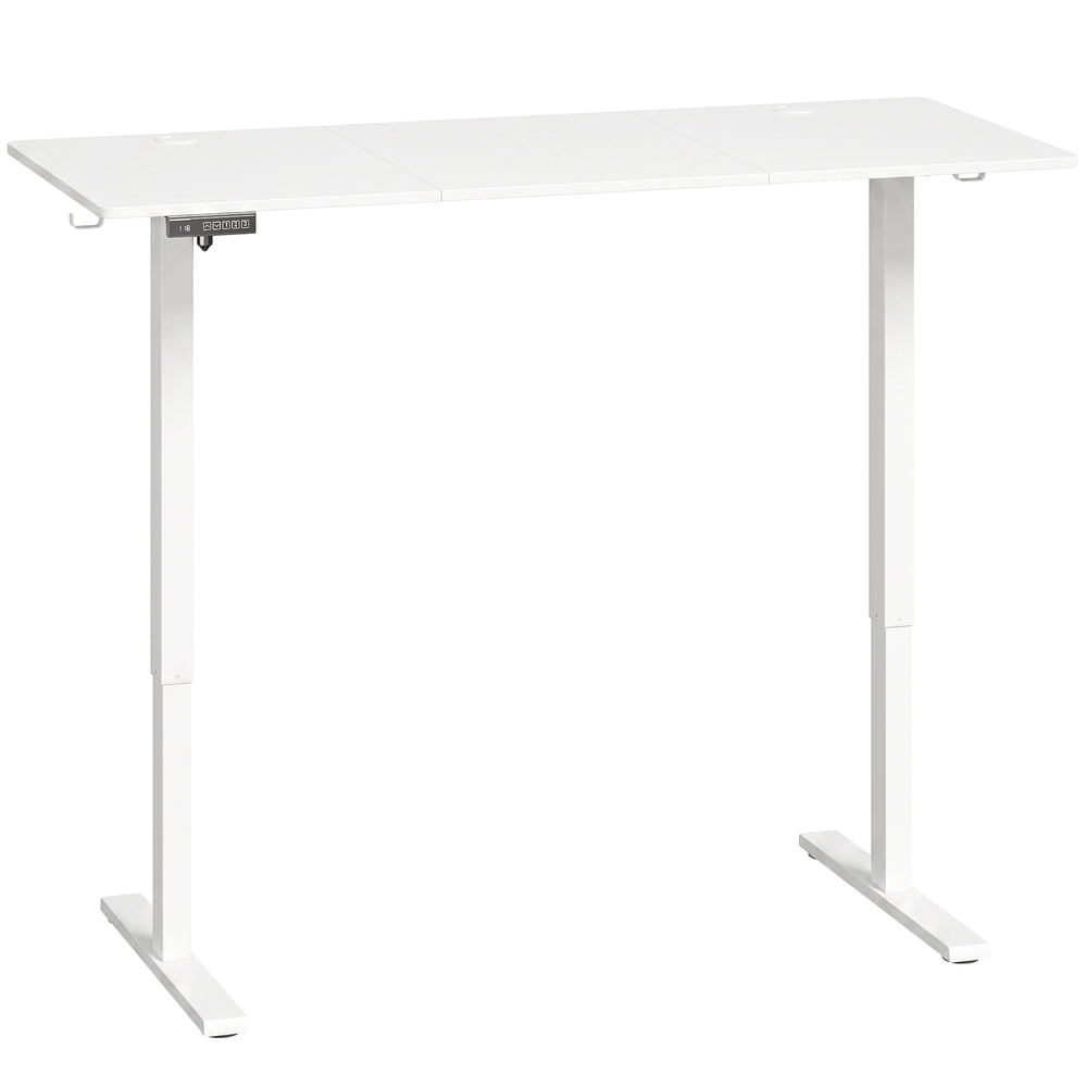 HOMCOM Standing Desk Memory Control Height Adjustable Desk 2 Cable Holes LED Display Sit Stand Desk White