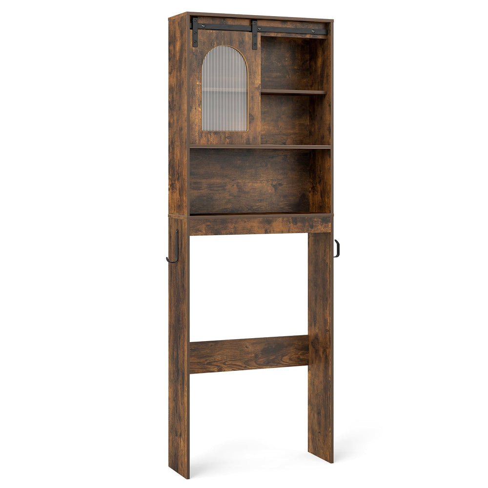Over the Toilet Storage Cabinet with Toilet Paper Holder-Rustic Brown