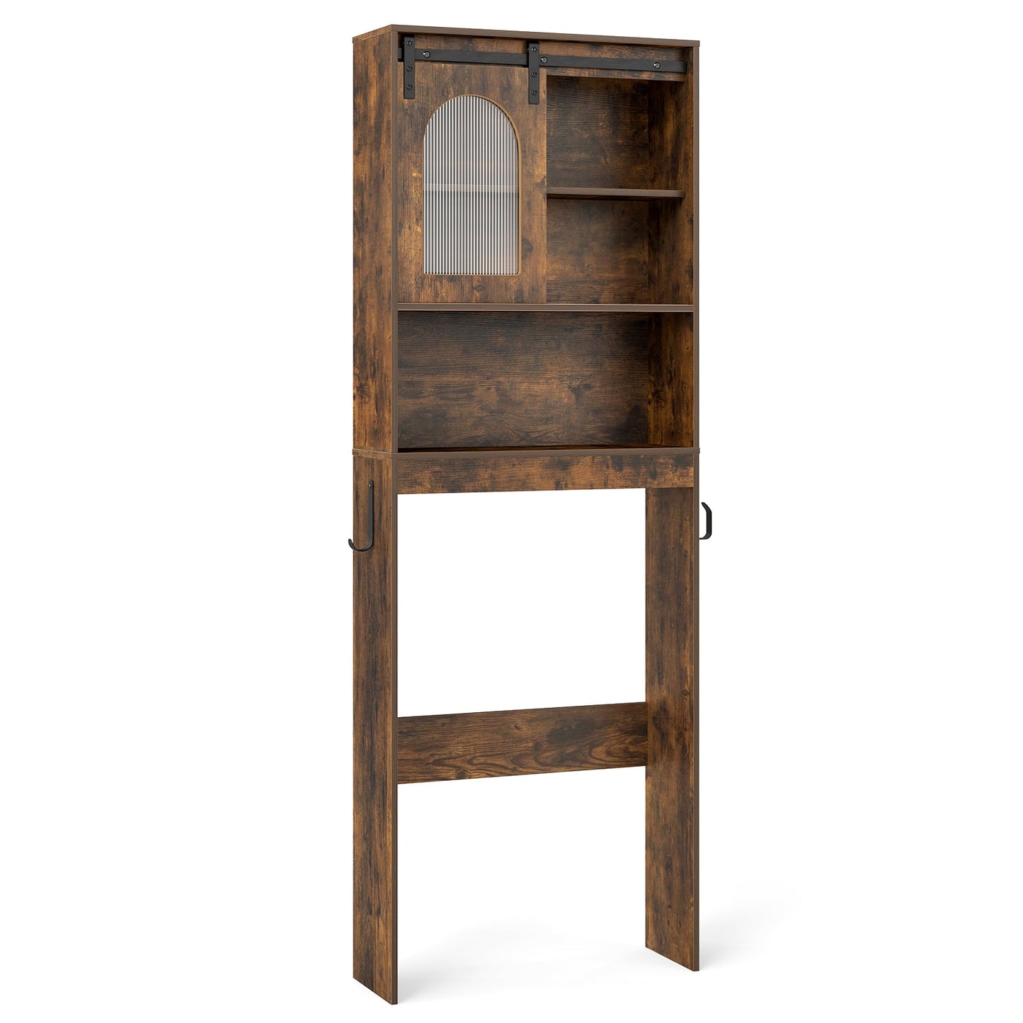 Over the Toilet Storage Cabinet with Toilet Paper Holder-Rustic Brown